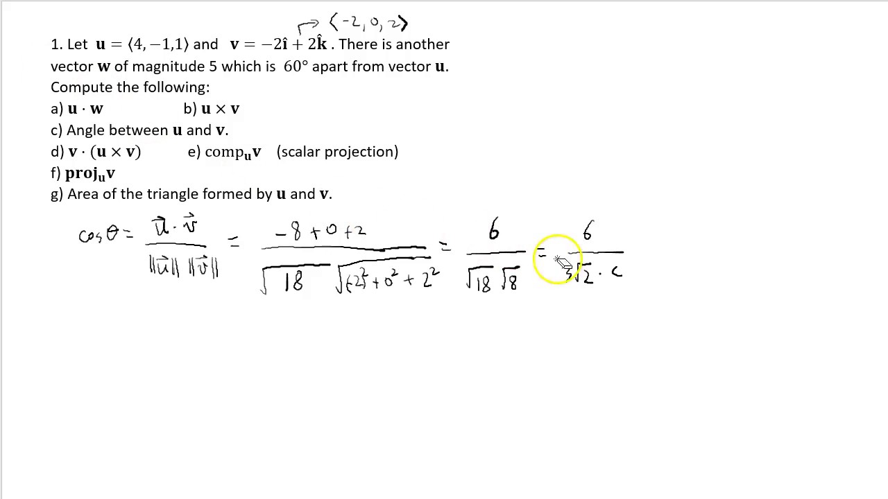Calculus III Final Exam Review 1: Vectors, line equation 