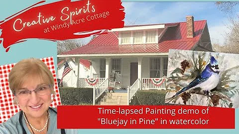 Time-lapse watercolor painting demo of the Bluejay...