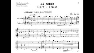 Bartok 44 Duos for 2 Violins - No.1 Teasing Song, Andante (E major)