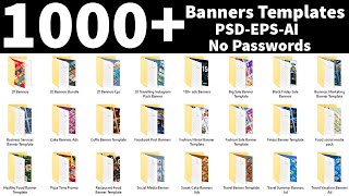 1000  Multipurpose Banners Templates Download In PSD EPS AI Files |English| |Photoshop Tutorial|