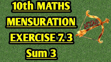 10th maths EXERCISE 7.3 SUM 3 english medium in tamil tamil medium UNIT 7 MENSURATION