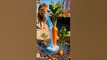 The lion saves the carrot plant from falling asleep by watering it 😭 #ai​ #tree​ #carrot​ #water​