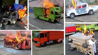 Komplikasi Truk Terbakar Versi Miniatur Truk Kardus