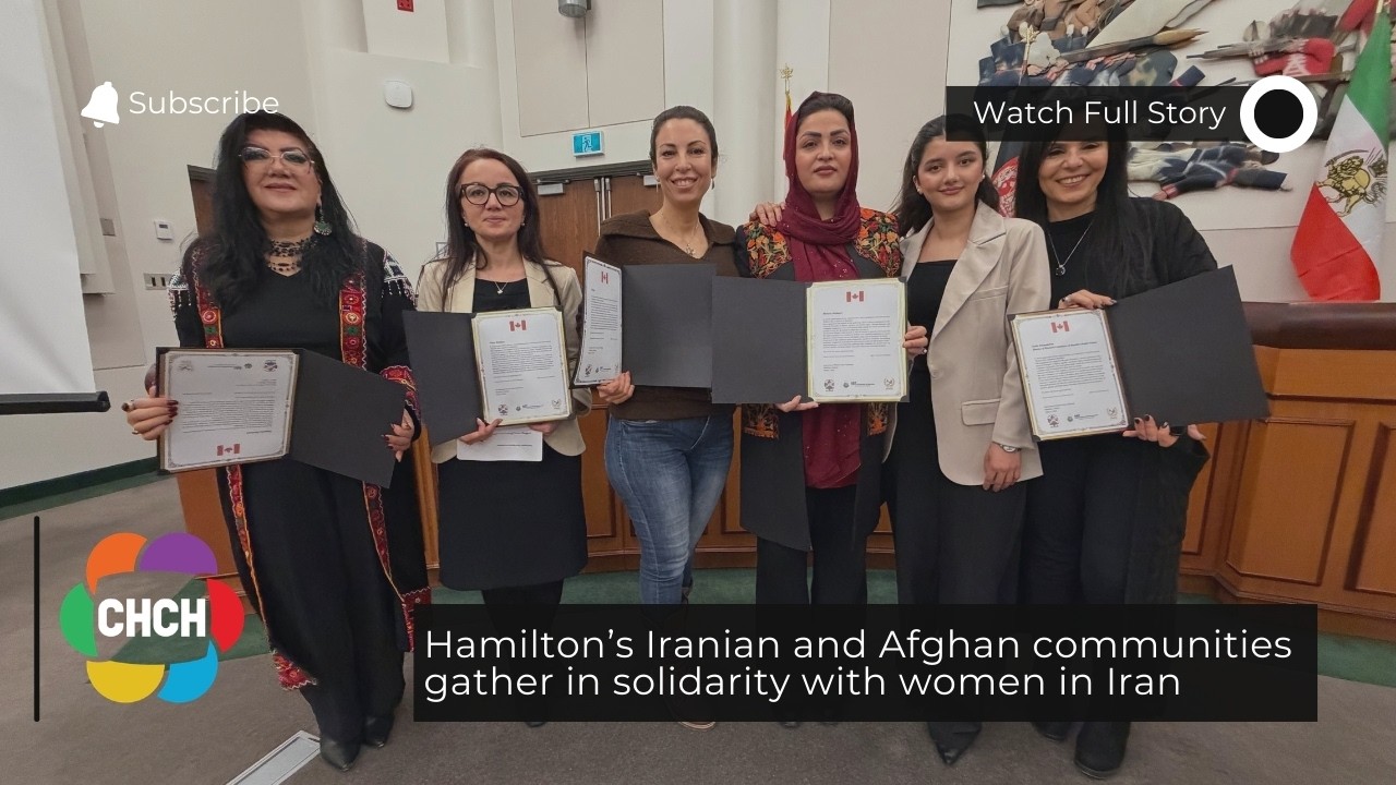 Hamilton’s Iranian and Afghan communities gather in solidarity with women in Iran