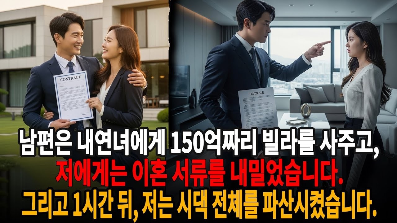 남편은 내연녀에게 150억짜리 빌라를 사주고, 저에게는 이혼 서류를 내밀었습니다  그리고 1시간 뒤, 저는 시댁 전체를 파산시켰습니다 ㅣ황혼연애ㅣ노후사연ㅣ재혼