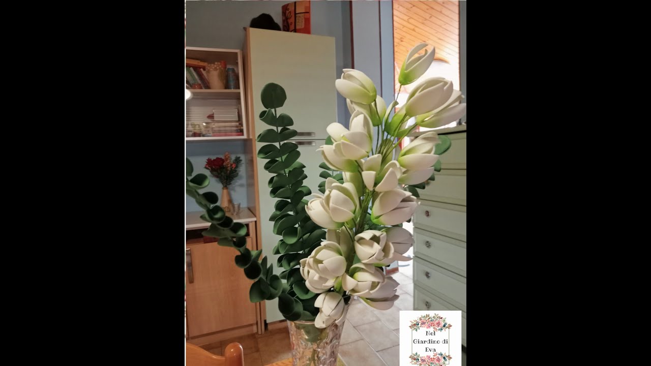 🌿Ramo fiorito bianco in gomma eva #diy #fommy #gommacrepla