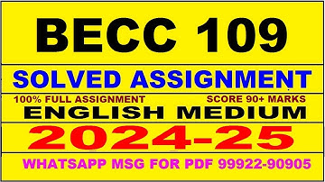 becc 109 solved assignment 2024-25 | becc 109 solved assignment in english 2025 | becc 109 2024-25