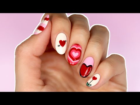 HEART NAIL ART AT HOME w/ DOTTING TOOL FOR BEGINNERS