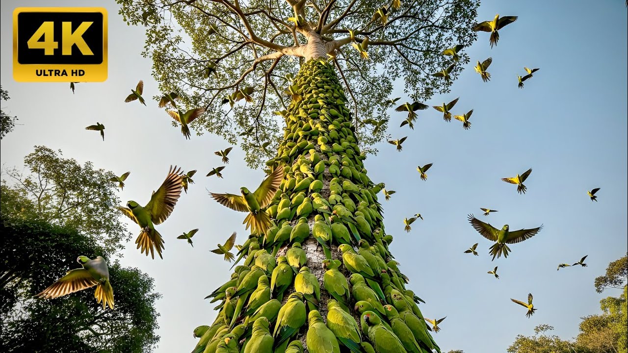 Amazon Rainforest Walk: Clay Licks - Parrots Gathering (No Music | 4K)