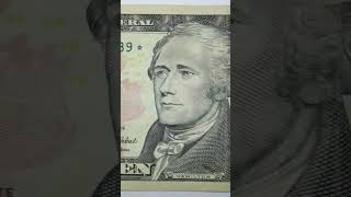 Rare low serial numbers $10 Bill 00001889* Star