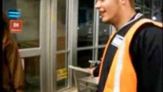Zach Gunther pushes carts at Kroger