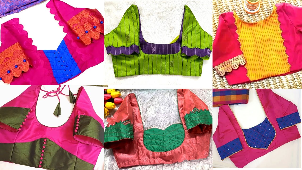 Trending Patch Work Blouse Designs😍Latest Blouse Back Neck Ideas