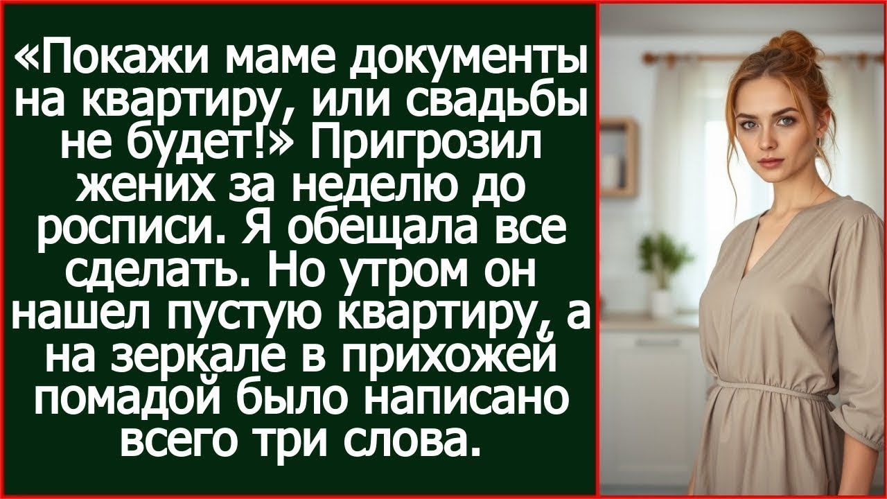«Покажи маме документы на квартиру, или свадьбы не будет!» Пригрозил жених за неделю до росписи.
