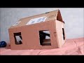 Les chatonnes dans leur maison en carton