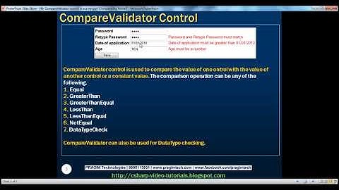 46 CompareValidator control in asp net Part 46