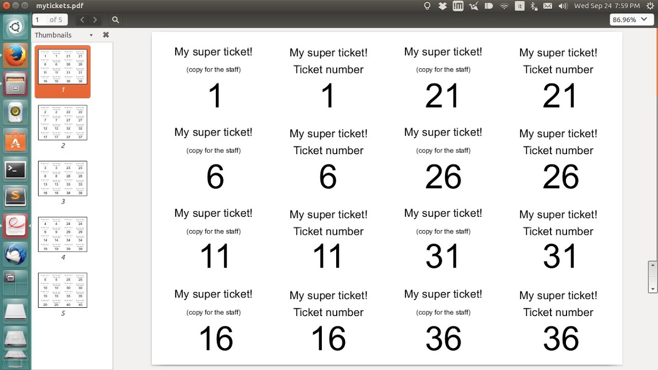 create numbered tickets with scribus and ticket sorter script youtube