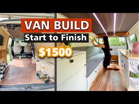 $1500 Budget DIY Camper Van Conversion, Timelapse Start to Finish
