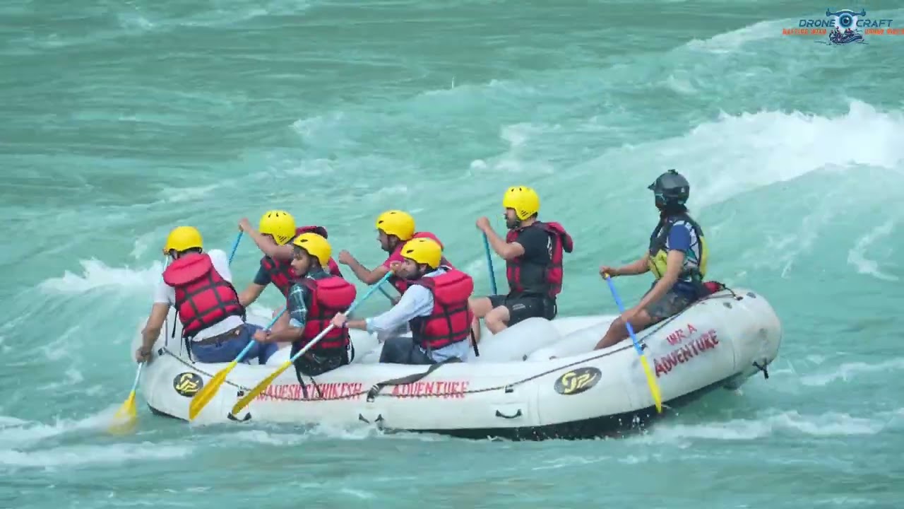 Rishikesh river rafting shot on drone 