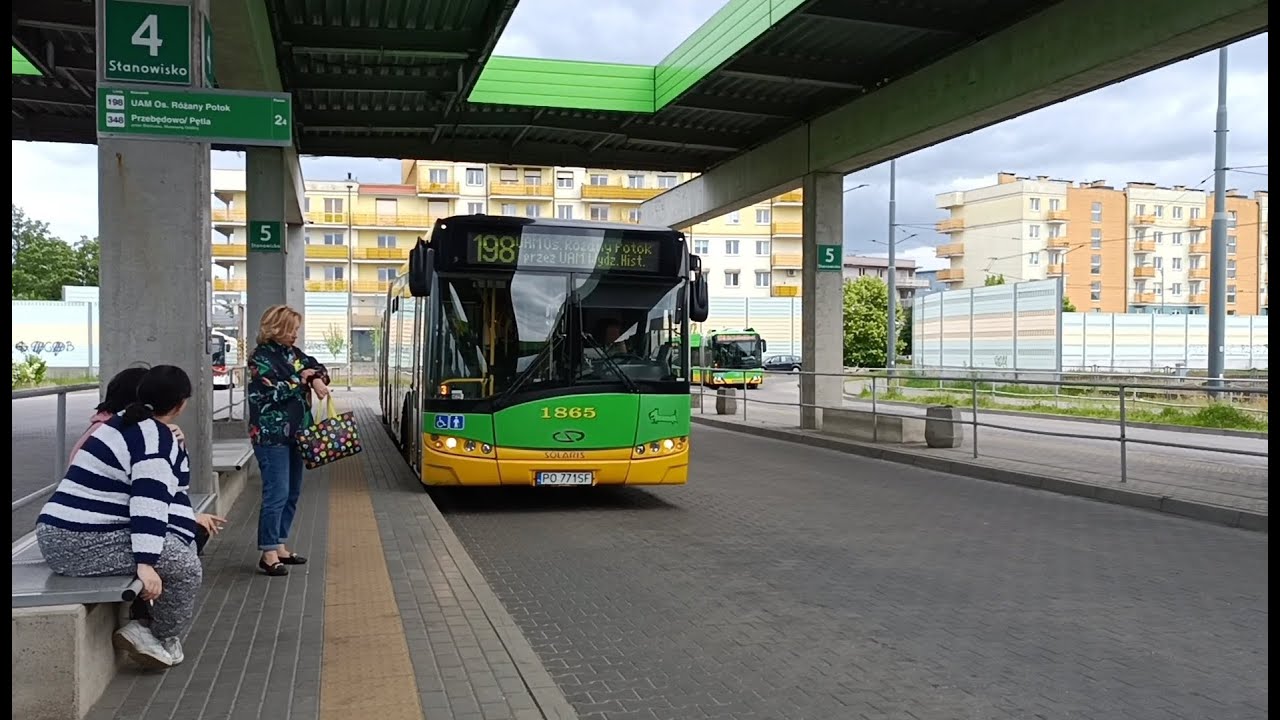 MPK Poznań Linia 198 Solaris Urbino 18 III #1865 (os. Sob. - UAM os. Róż. Pot, p. w. His) (14.06.22)
