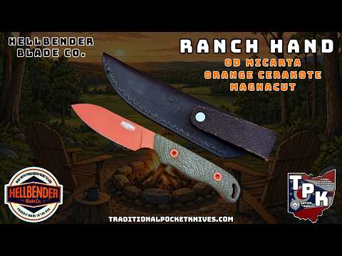 Hellbender Blade Co: Ranch Hand - OD Micarta Orange Cerakote Magnacut