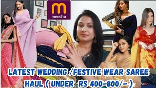 Meesho Weddings special Saree Haul latestcollection silk georgette bandhani readymadeblouses