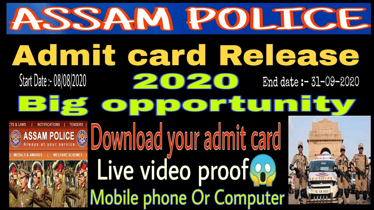 Assam police admit card download Live proof 2020 || Assam police AB/UB Constable admit card download