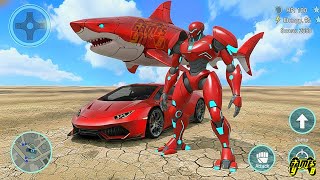 Red Shark Robot Transform Wars: Car Drone Shark Robot Game 2026 - Android Gameplay screenshot 4