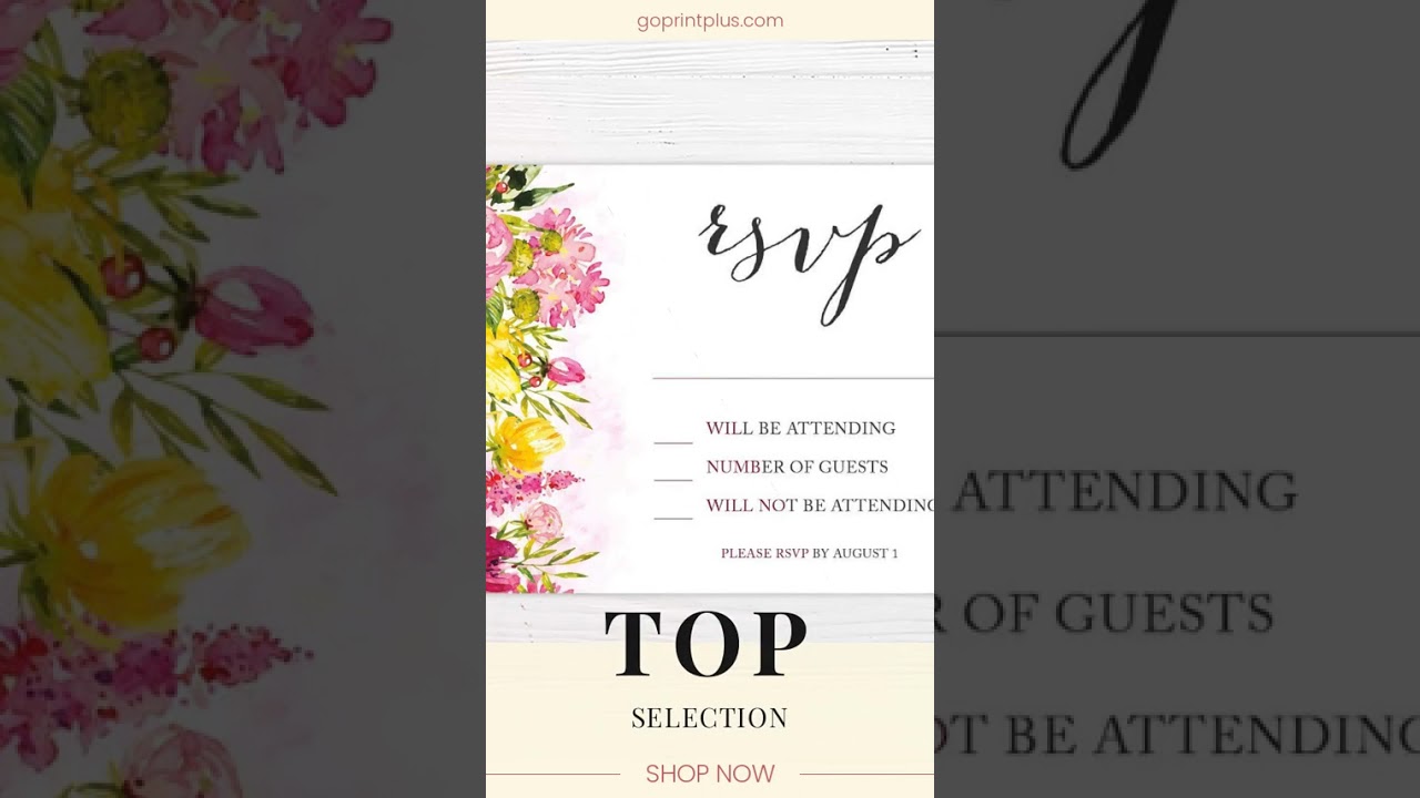 Modern Vogue Floral Wedding Invitation - Bold Watercolor Design Printed