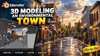Details How to Model a Realistic Town in Blender | 3D Environment Tutorial ( Part 10) Update
