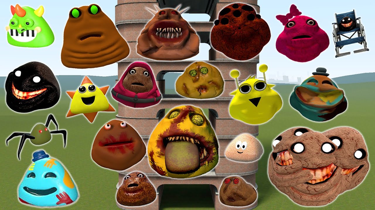 DESTROY ALL NEW 3D POU BOU'S REVENGE & ITALIAN BRAINROT FAMILY in TALL GRASS Garry's Mod
