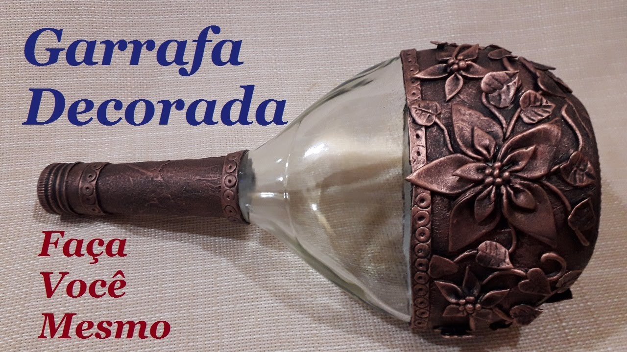 DIY - GARRAFA DECORADA - FLORES COM MASSA DE BISCUIT @luci buzo