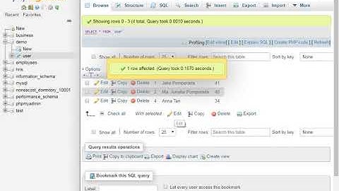 Delete a Record in MySQL Using PHPMyAdmin