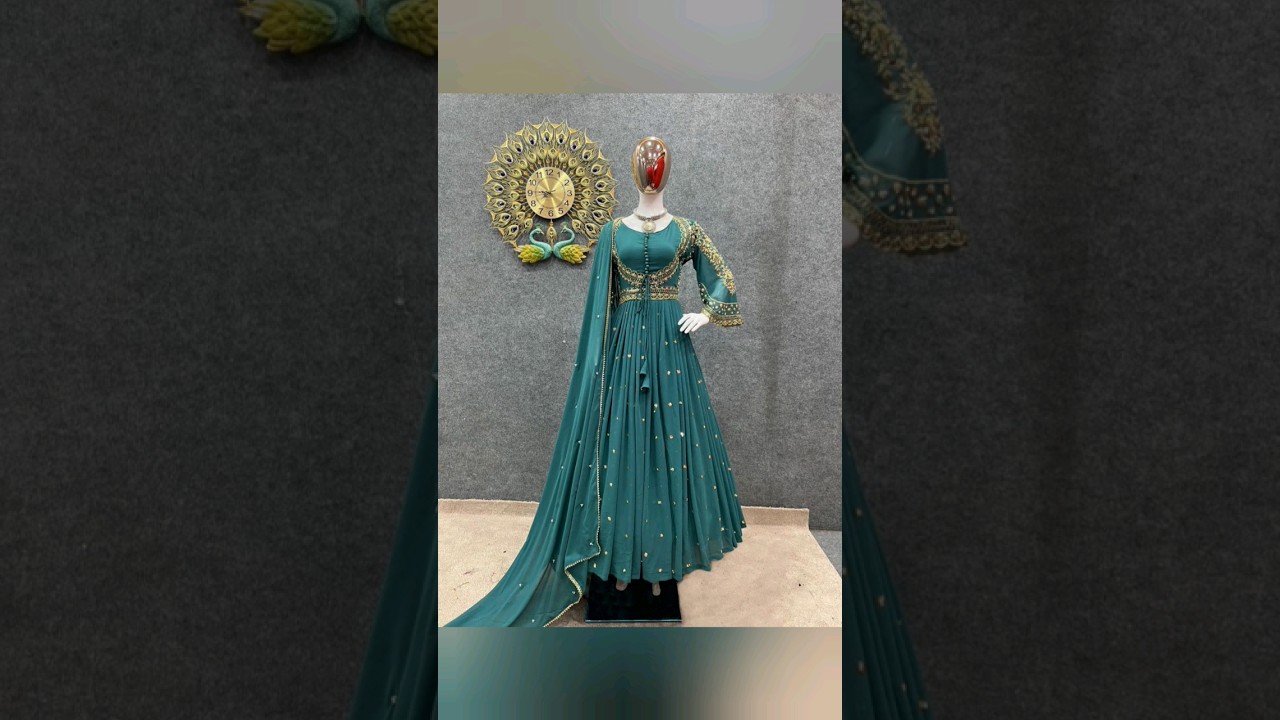 Heavy Embroidery Sequence Work Gown with Dupatta 