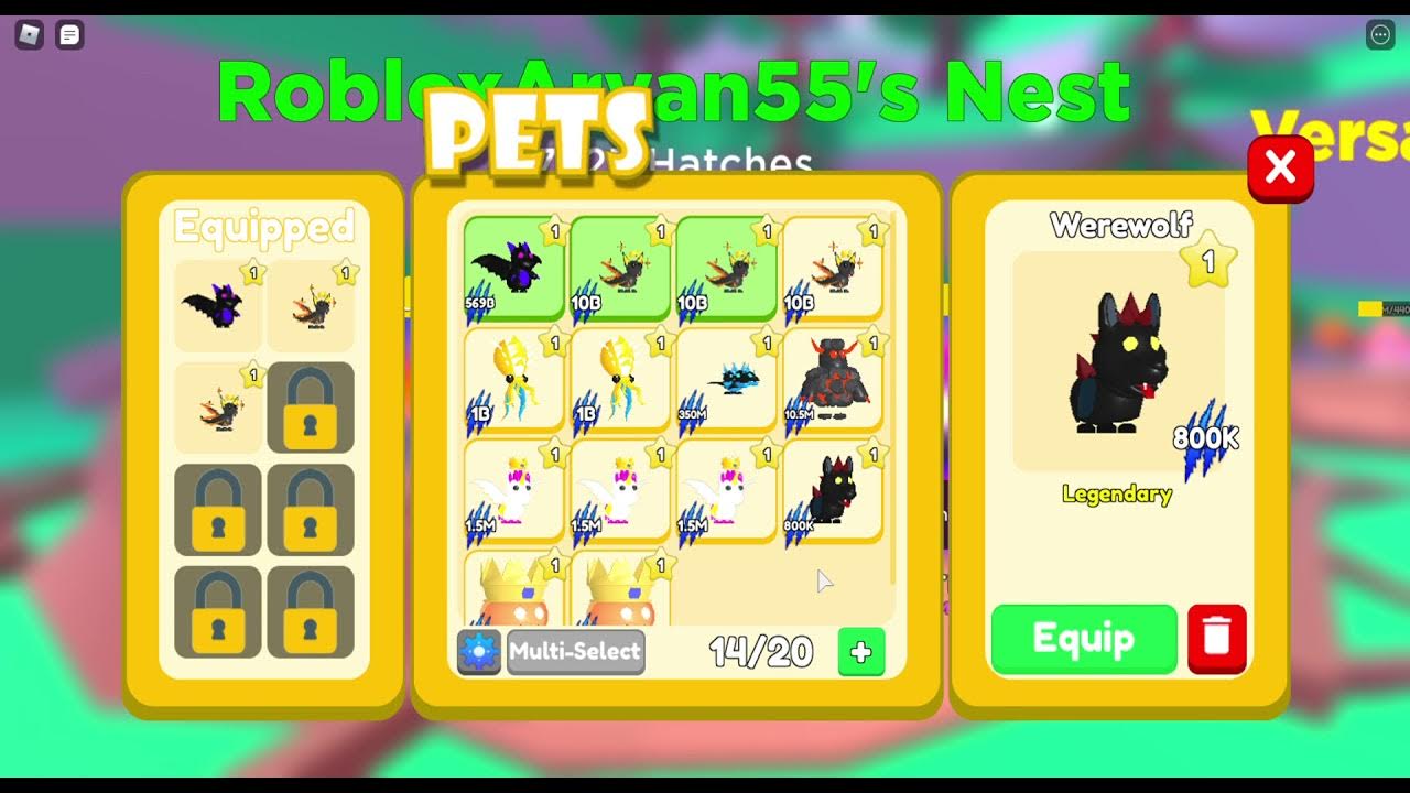 Werewolf Stats Pet Swarm Simulator ( Roblox ) YouTube