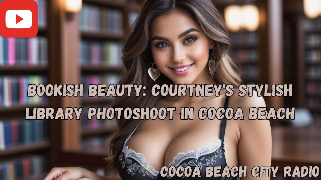 [4K] Bookish Beauty: Courtney's Stylish Library Photoshoot in Cocoa Beach [AI Art] (Model Courtney)