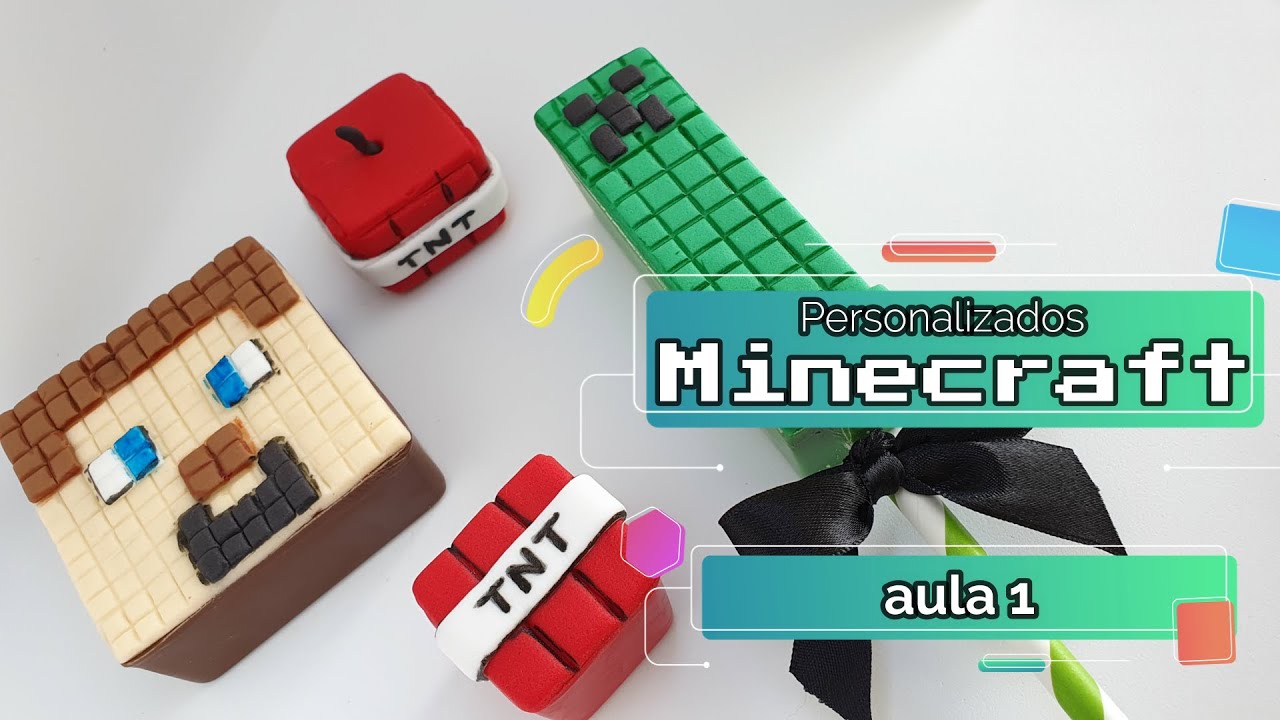 Bolo de Leite Ninho: Bolo Minecraft quadrado com TNT de Leite Ninho