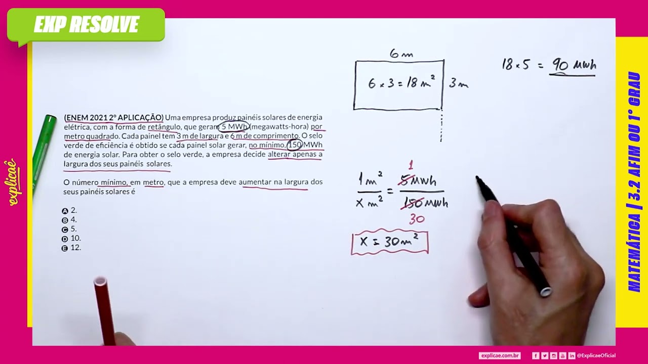 UMA EMPRESA PRODUZ PAINÉIS SOLARES DE ENERGIA ELÉTRICA, COM A FORMA DE (...) |  AFIM OU 1° GRAU