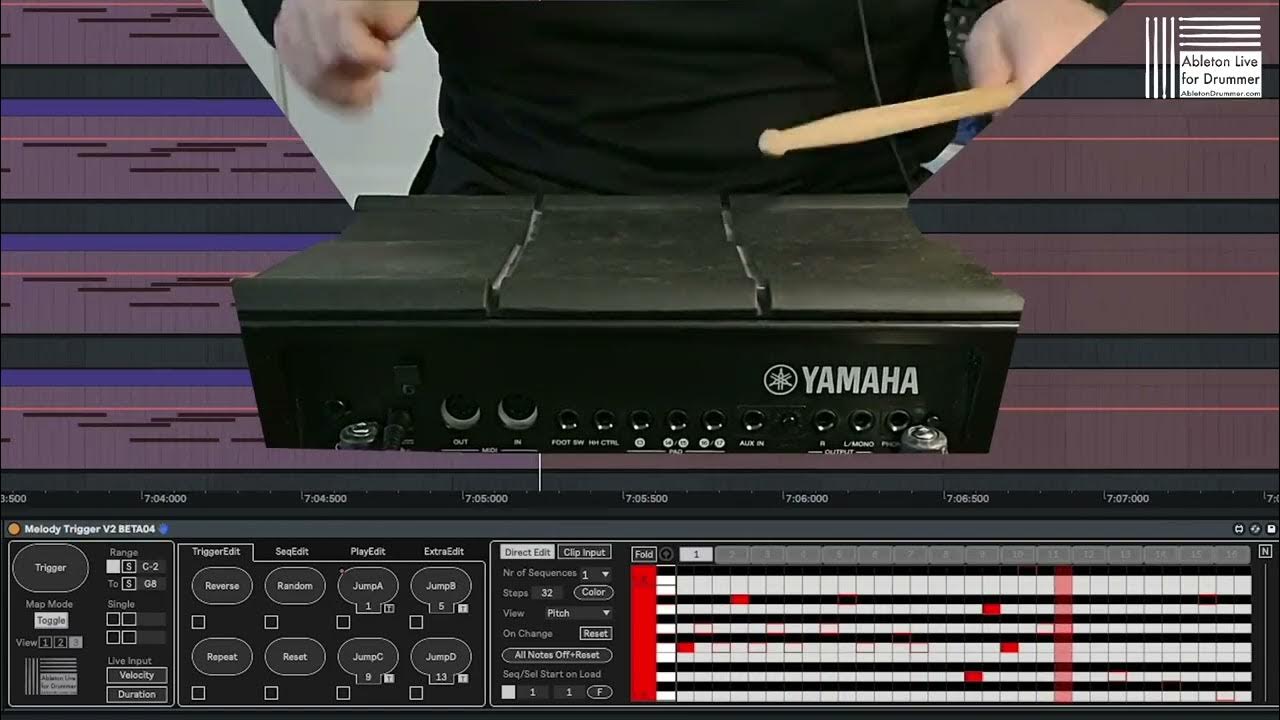 Trigger melodies via electronic drum pad in Ableton Live + Max for Live
