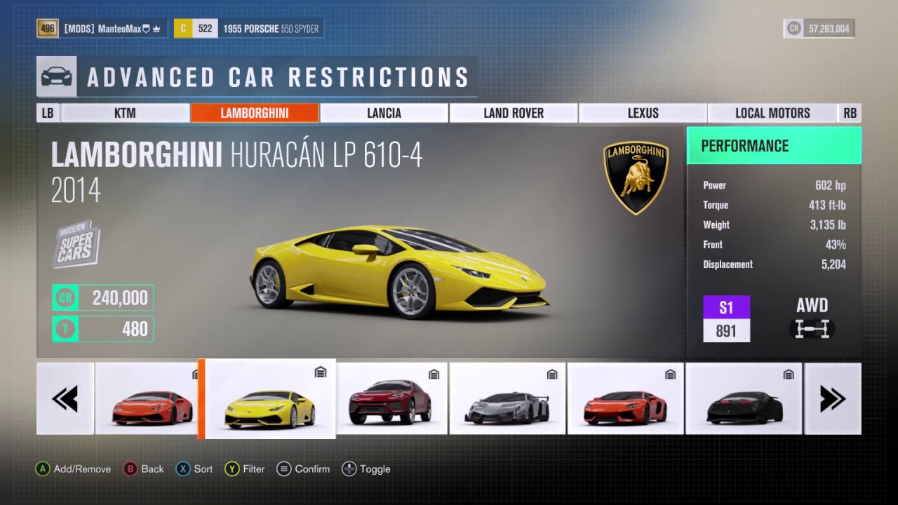 Forza Horizon 3 all cars 525  - August 2017