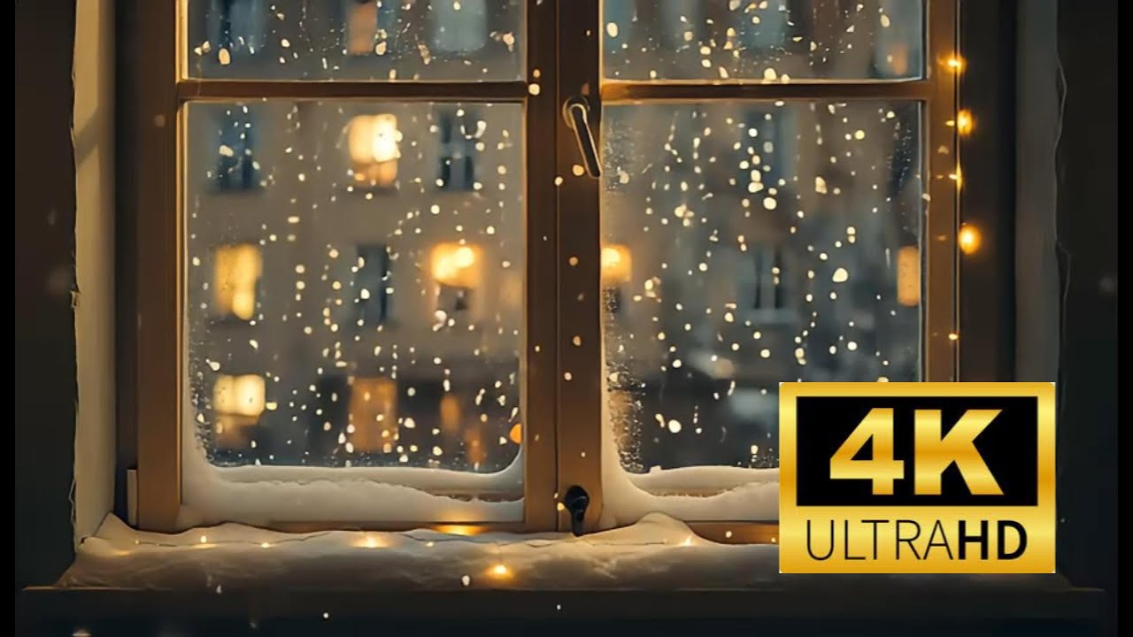 Snowfall Through the Window TV Screen Art (3 Hours) | Cozy Ambient Visuals
