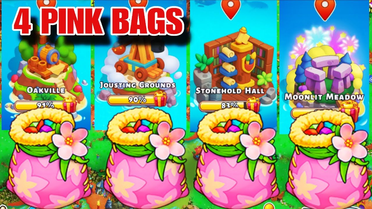 4 Pink Bags Ooakville, Jousting Grounds, Stonehold Hall, Moonlit Meadow | Family Island | March 2026
