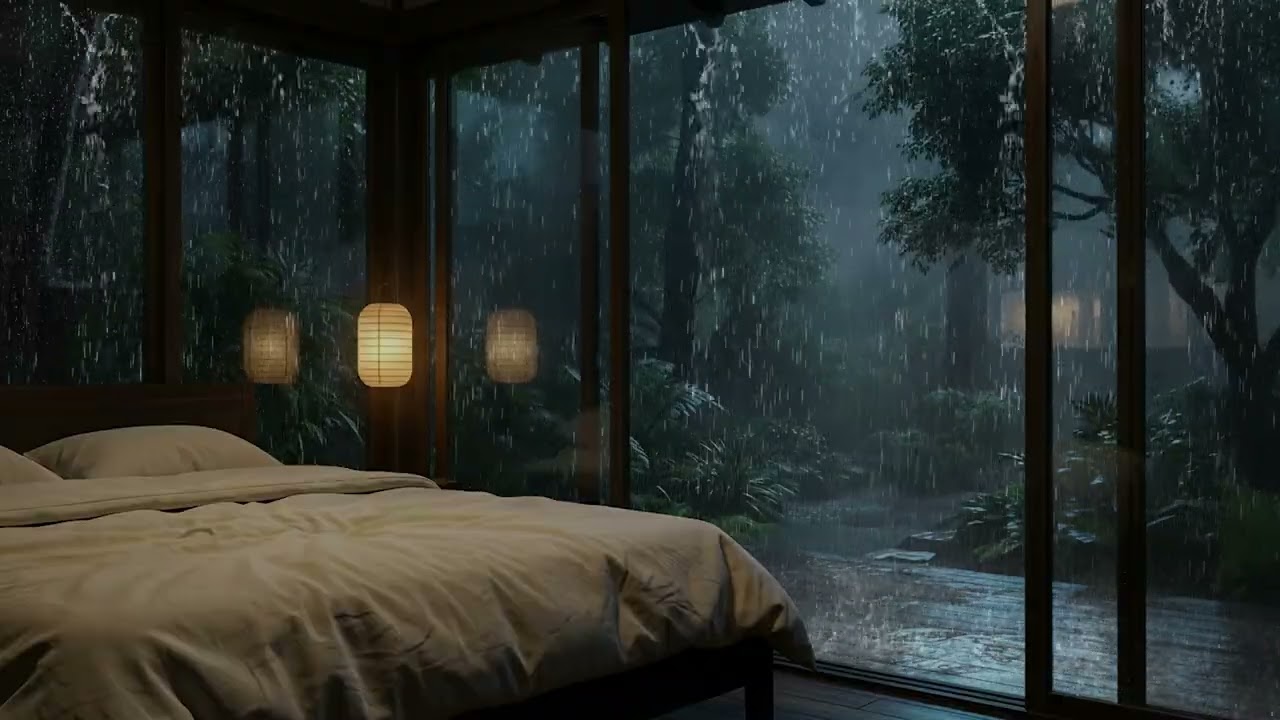 Cozy Rainy Night Piano 🌧️ Relaxing Bedroom Ambience for Deep Sleep & Stress Relief