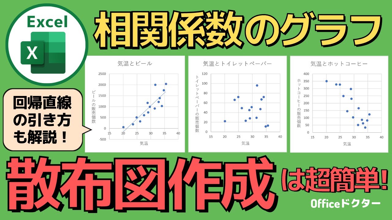 エクセルで相関係数を美しいグラフに変える方法！これで散布図も簡単に作成！【Excel】