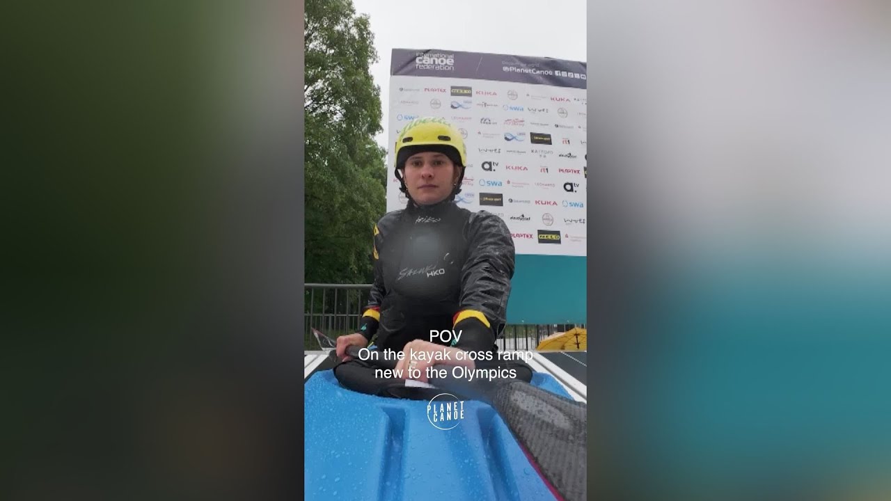 POV: Kayak cross ramp action, new to the Olympics, wait for the splash!