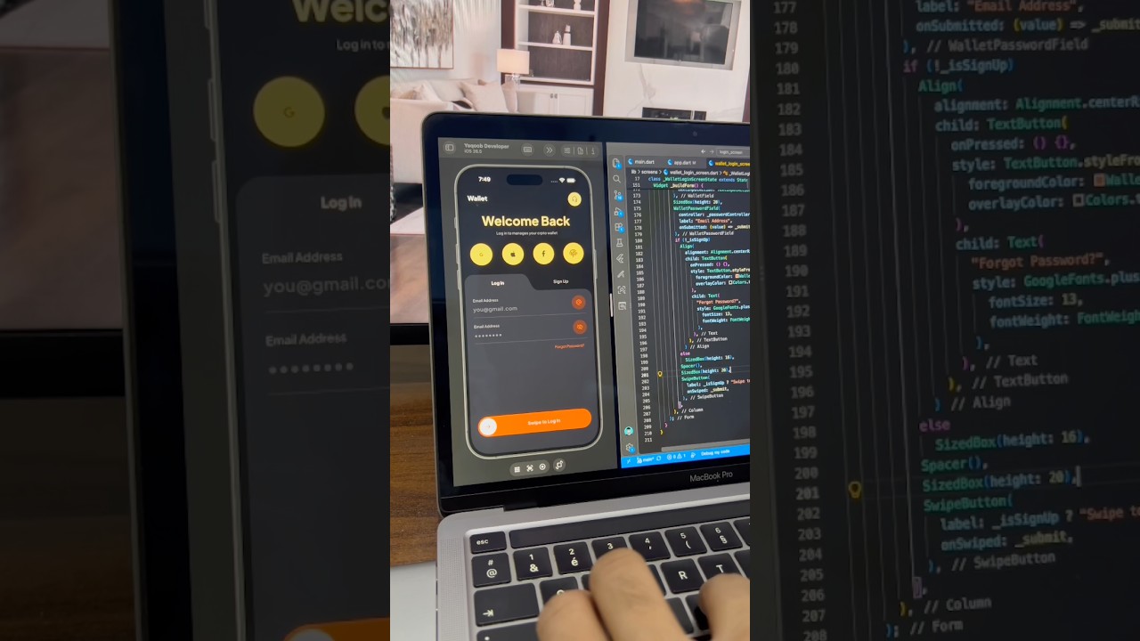 Crypto Wallet Login Screen with Swipe Button in Flutter preview