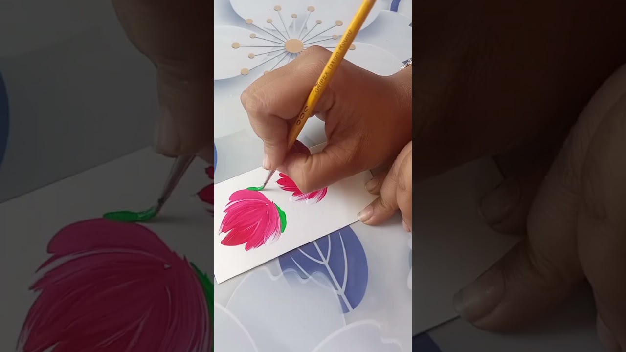 One Stroke Acrylic Flower Painting Idea #art #shorts #aesthetic #viral #trending