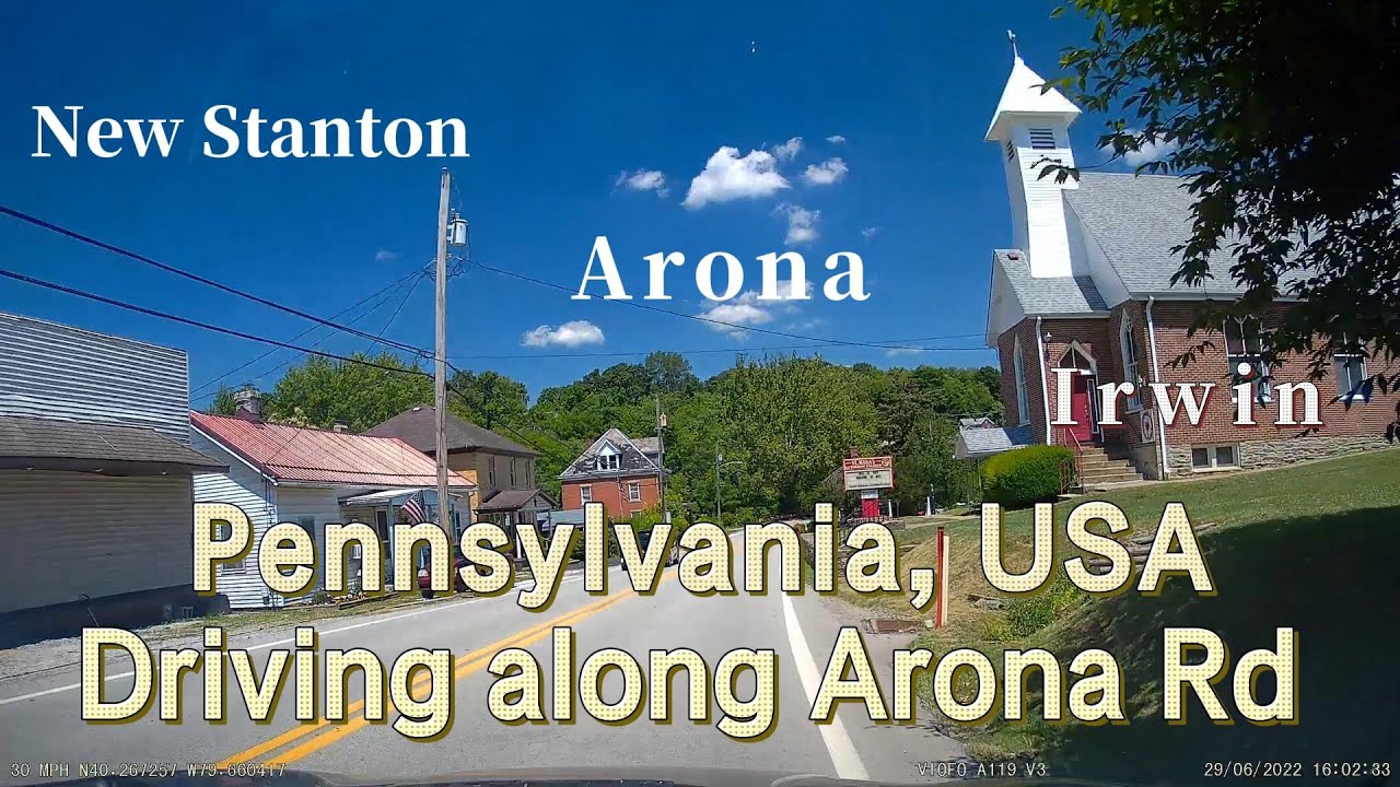 Driving along Arona Rd, from New Staton thru Arona to Irwin, PA. USA