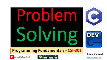 Programming Fundamentals-01| Introduction to Problem Solving| by Arfan Shahzad