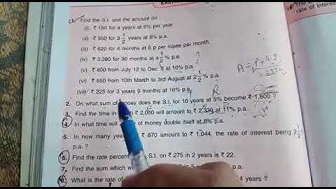 Q4 ch-10 Simple Interest class VII Maths by love with mathematics
