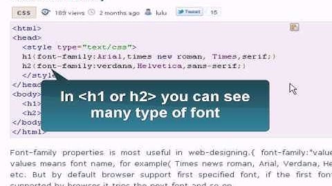 Css tutorial :css font family